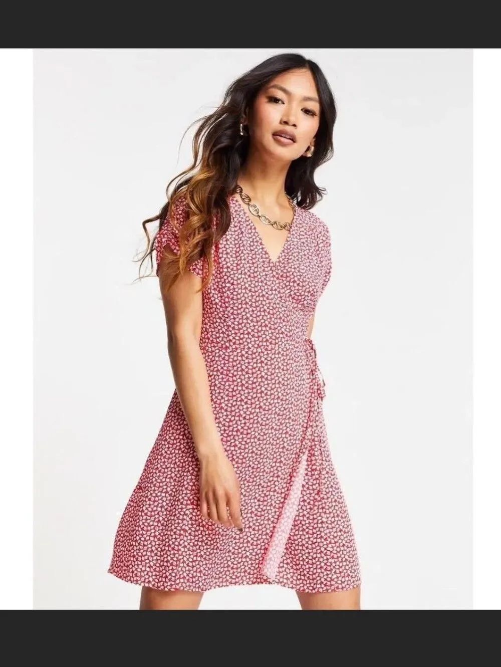 BODEN  Women's True Wrap Soft Jersey Knit Dress Size 6 Pleated Cap Sleeve